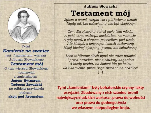 Kamienie na szaniec wiersz - analiza i znaczenie w kontekście Słowackiego